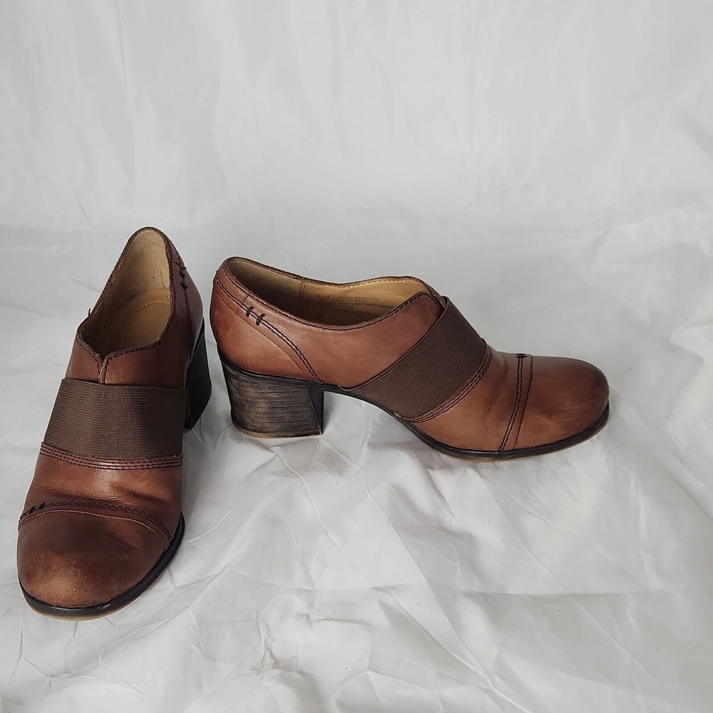 Naturalizer Womens Shoes Size 6.5M N5 Comfort Slip On Brown‎ Leather 2" Heels